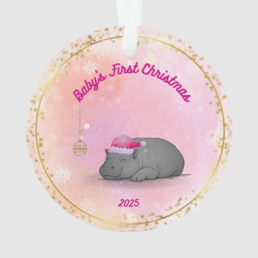 Baby's First Christmas-Hippo Ornament-Customizable Ornament (achterkant)