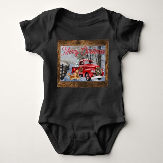 Baby's First Christmas Holiday Farm Scene Romper (Voorkant)
