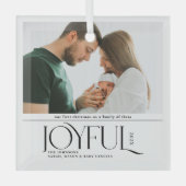 Babys First Christmas Joyful Birth Announcement Glas Ornament (Voorkant)