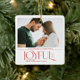 Babys First Christmas Joyful Birth Announcement Keramisch Ornament