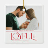 Babys First Christmas Joyful Birth Announcement Keramisch Ornament (Achterkant)