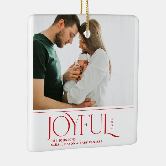 Babys First Christmas Joyful Birth Announcement Keramisch Ornament (Rechts)