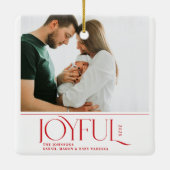 Babys First Christmas Joyful Birth Announcement Keramisch Ornament (Achterkant)