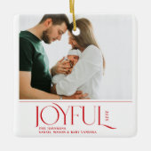 Babys First Christmas Joyful Birth Announcement Keramisch Ornament (Voorkant)