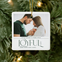 Babys First Christmas Joyful Birth Announcement Keramisch Ornament