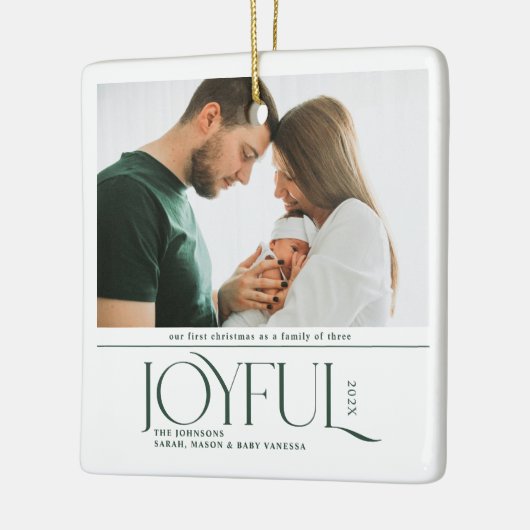Babys First Christmas Joyful Birth Announcement Keramisch Ornament (Links)