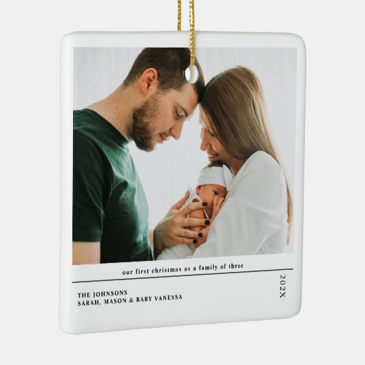 Babys First Christmas Joyful Birth Announcement Keramisch Ornament (Rechts)