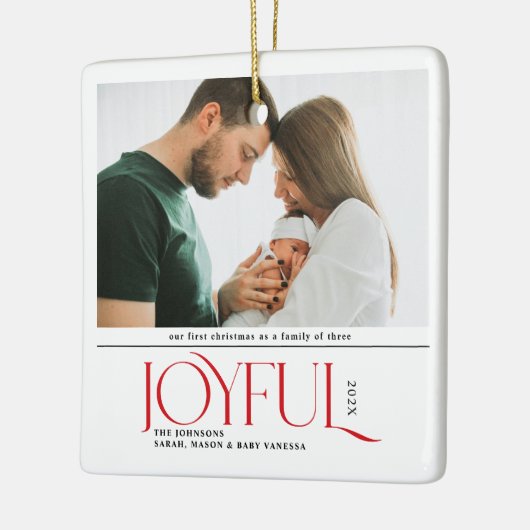 Babys First Christmas Joyful Birth Announcement Keramisch Ornament (Links)