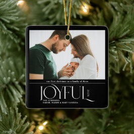 Babys First Christmas Joyful Birth Announcement Keramisch Ornament