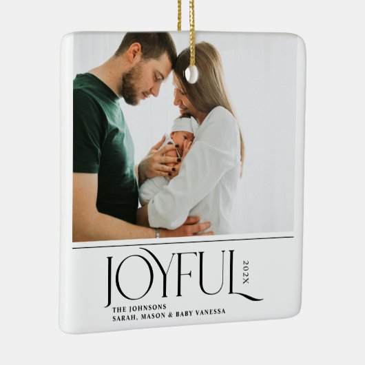 Babys First Christmas Joyful Birth Announcement Keramisch Ornament (Rechts)