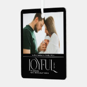 Babys First Christmas Joyful Birth Announcement Metalen Ornament (Voorkant links)