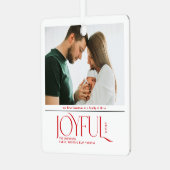 Babys First Christmas Joyful Birth Announcement Metalen Ornament (Voorkant links)