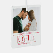 Babys First Christmas Joyful Birth Announcement Metalen Ornament (Voorkant Rechts)