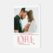 Babys First Christmas Joyful Birth Announcement Metalen Ornament (Voorkant links)