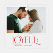 Babys First Christmas Joyful Birth Announcement Metalen Ornament (Achterkant)