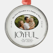 Babys First Christmas Joyful Birth Announcement Metalen Ornament (Voorkant)