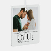 Babys First Christmas Joyful Birth Announcement Metalen Ornament (Voorkant Rechts)