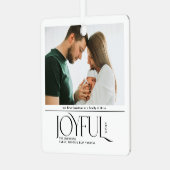 Babys First Christmas Joyful Birth Announcement Metalen Ornament (Voorkant links)