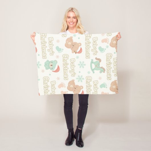 Baby's First Christmas Keepsake Milestone Fleece Deken (In situ)