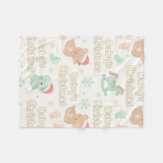 Baby's First Christmas Keepsake Milestone  Fleece Deken (Voorkant (Horizontaal))