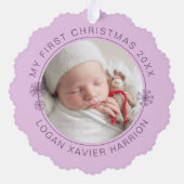 Baby's First Christmas Keepsake Photo Ornament Kaart (Achterkant)