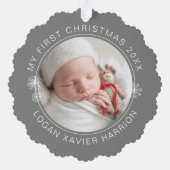 Baby's First Christmas Keepsake Photo Ornament Kaart (Achterkant)