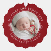 Baby's First Christmas Keepsake Photo Ornament Kaart (Achterkant)