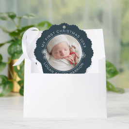 Baby's First Christmas Keepsake Photo Ornament Kaart