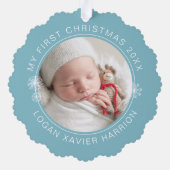 Baby's First Christmas Keepsake Photo Ornament Kaart (Achterkant)