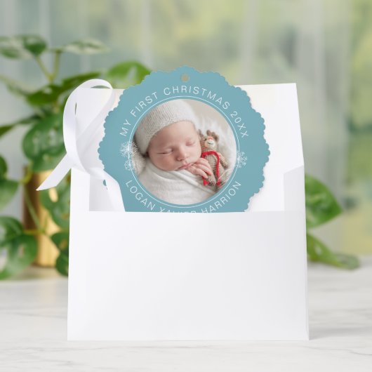 Baby's First Christmas Keepsake Photo Ornament Kaart (Envelop)