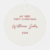 Baby's First Christmas Minimal Photo Metalen Ornament (Achterkant)