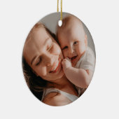 Baby's First Christmas Minimal Red Bow Photo  Keramisch Ornament (Rechts)