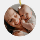 Baby's First Christmas Minimal Red Bow Photo  Keramisch Ornament (Voorkant)