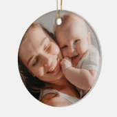 Baby's First Christmas Minimal Red Bow Photo  Keramisch Ornament (Links)