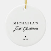 Baby's First Christmas Modern Minimalist Photo Keramisch Ornament (Voorkant)