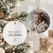 Baby's First Christmas Modern Minimalist Photo Keramisch Ornament