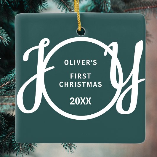 Baby's First Christmas Name Green Keepsake Keramisch Ornament
