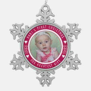 Baby's First Christmas - Ons grootste geschenk ROO Tin Sneeuwvlok Ornament