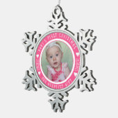 Baby's First Christmas - Ons grootste geschenk ROZ Tin Sneeuwvlok Ornament (Rechts)