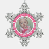 Baby's First Christmas - Ons grootste geschenk ROZ Tin Sneeuwvlok Ornament (Voorkant)