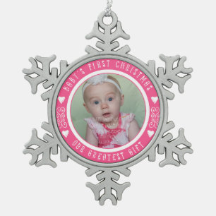 Baby's First Christmas - Ons grootste geschenk ROZ Tin Sneeuwvlok Ornament