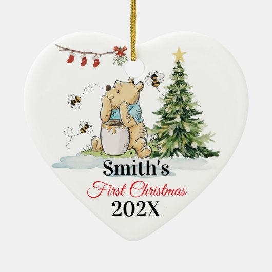 Baby's First Christmas Ornament | Bear & Bees Cust (Achterkant)