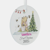 Baby's First Christmas Ornament | Bear & Bees Cust (Voorkant Rechts)