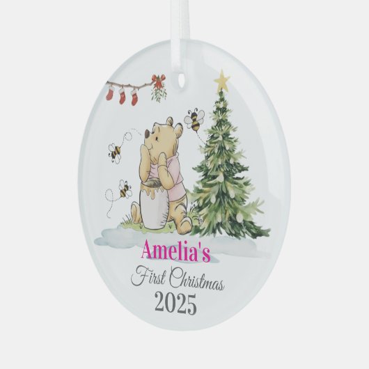 Baby's First Christmas Ornament | Bear & Bees Cust (Voorkant links)