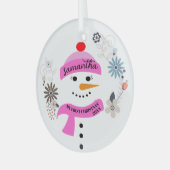 Baby's First Christmas Ornament, Personalized Glas Ornament (Voorkant links)