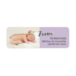 Baby's First Christmas Personalized Photo, purple Etiket