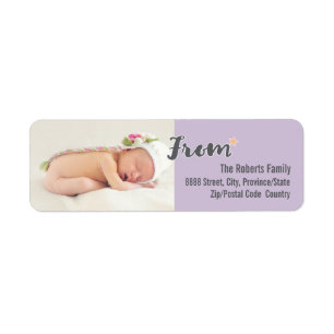 Baby's First Christmas Personalized Photo, purple Etiket