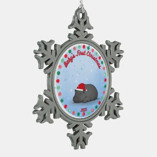 Baby's First Christmas - Pewter Hippo Ornament (Links)