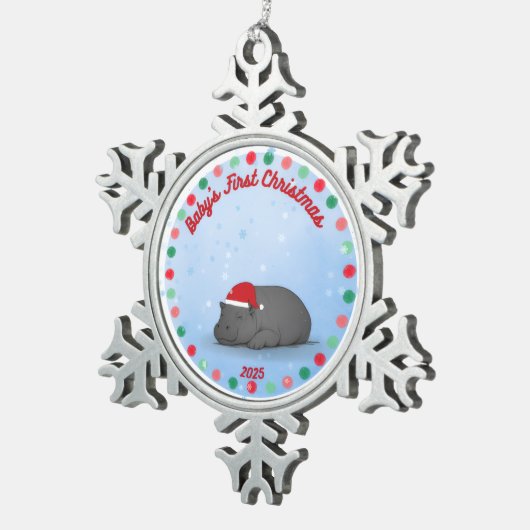 Baby's First Christmas - Pewter Hippo Ornament (Rechts)