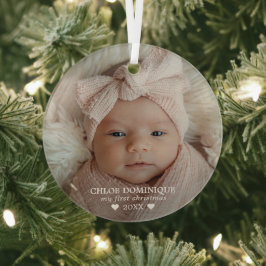 Baby's First Christmas Photo Glas Ornament